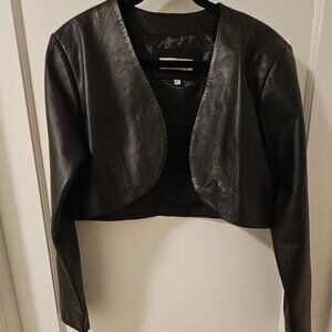 Leather Cropped Bolaro Jacket